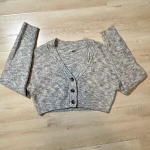 Garage Gray Cropped Cardigan Sweater With Buttons Size XX Small Women’s